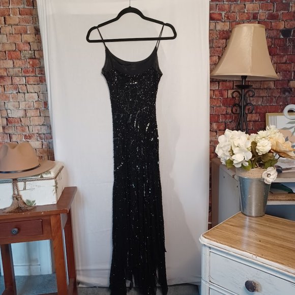 Stenay Black Sequins Gown - Floor Length, Size 8 - One of a Kind Beauty! - Picture 2 of 13